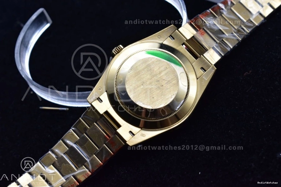 Black President 721 YG A2836 Breathable Plated Bracelet Markers Dial DayDate On 904L 40 GMF Crystal Steel V 0304